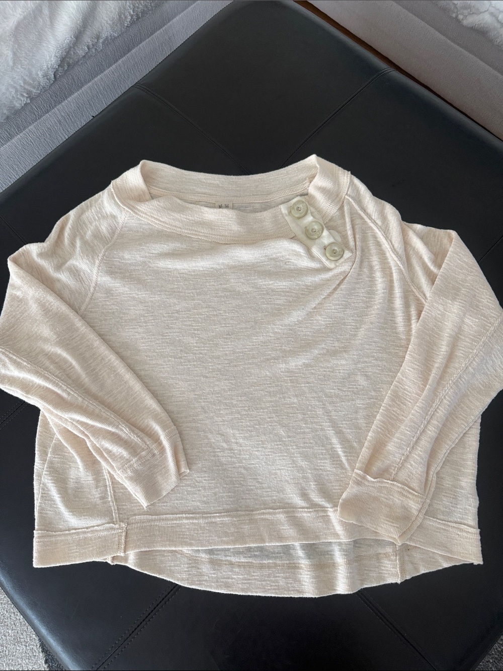 We The Free Cream Button-Shoulder Scoop Neck Sweater